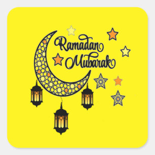 Happy Ramadan Mubarak Kareem Crescent lantern  Square Sticker