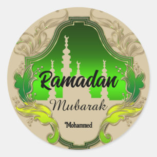 Happy Ramadan  Mubarak Kareem personalized  Name Classic Round Sticker