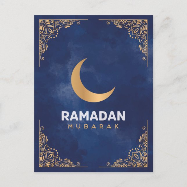 Happy Ramadan Mubarak | Ramadan Kareem Gold Muslim Holiday Postcard (Front)
