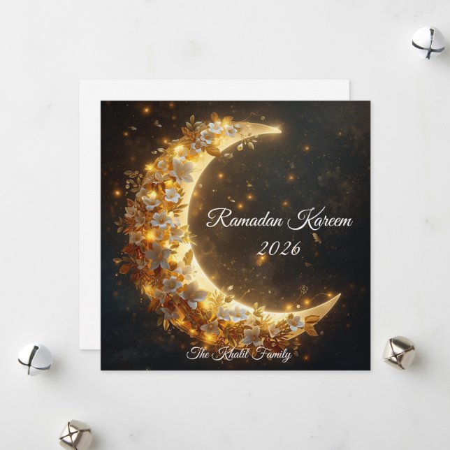 Happy Ramadan Mubarak Ramadan Kareem Hilal Holiday Card (Front/Back In Situ)
