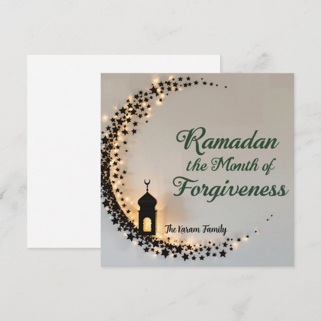 Happy Ramadan Mubarak Ramadan Kareem Muslim Card (Front/Back)