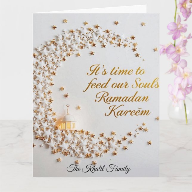 Happy Ramadan Mubarak Ramadan Kareem White Muslim Card (Orchid)
