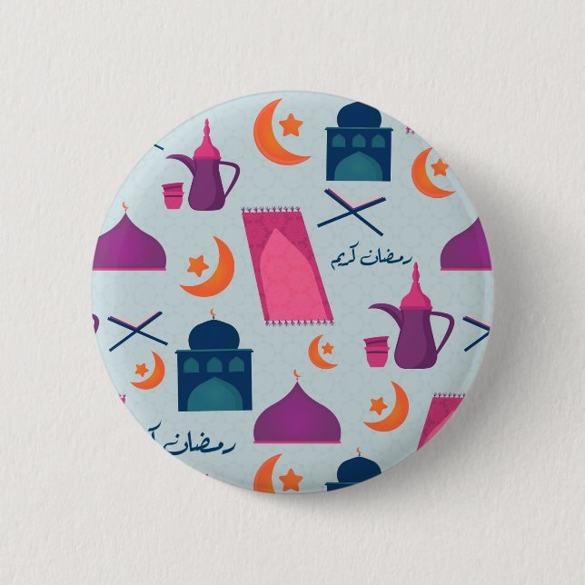 Happy Ramadan Pattern 2 Inch Round Button (Front)