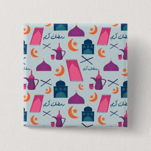 Happy Ramadan Pattern 2 Inch Square Button
