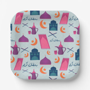 Happy Ramadan Pattern Paper Plate