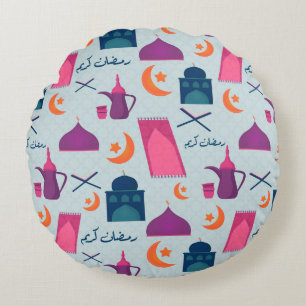 Happy Ramadan Pattern Round Pillow