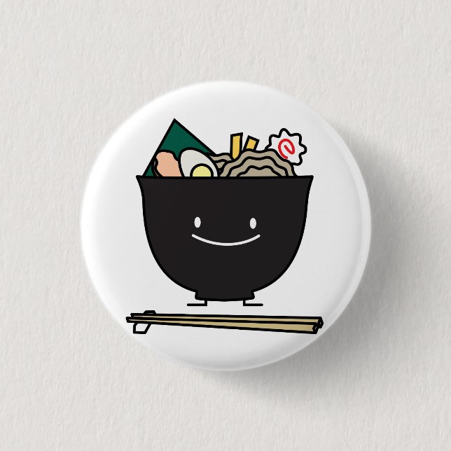 Happy Ramen Bowl 1 Inch Round Button (Front)