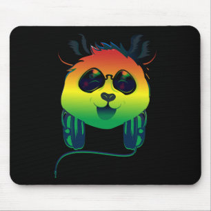 Happy Rasta Coloured Panda Bear Face With Sunglass Mouse Pad