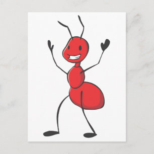 Happy Red Ant Cartoon Postcard