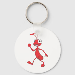 Happy Red Ant Walking Keychain