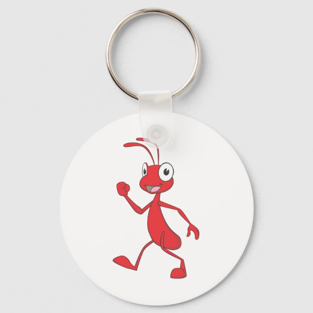 Happy Red Ant Walking Keychain (Front)