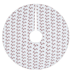 Happy red ants ice skating cartoon brushed polyester tree skirt