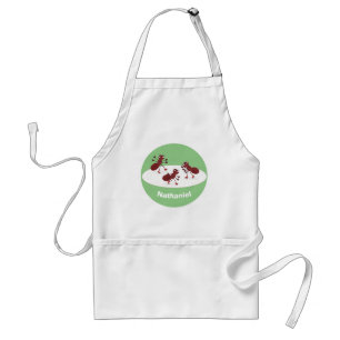 Happy red ants ice skating cartoon standard apron