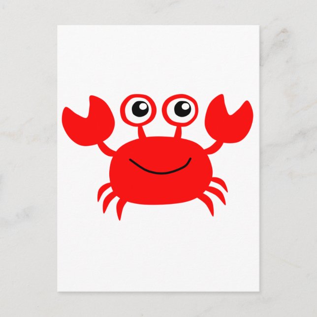 Happy Red Cartoon Crab Postcard (Front)