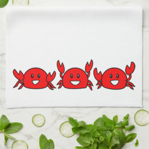 Happy Red Crabs Kitchen Towel