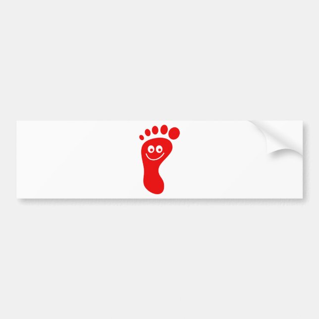 Happy Red Foot Bumper Sticker (Front)