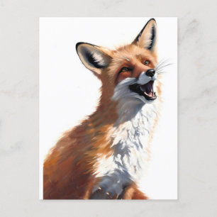 Happy Red Fox OWN ART Vixen Wild Nature Blank Postcard