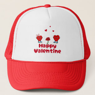 Happy red hearts trucker hat