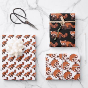 Happy Red Panda Wrapper Papier 3 feuilles ensemble
