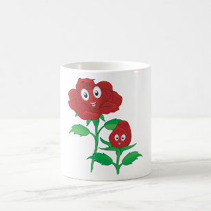 Happy Red Rose Characters Coffee Mug
