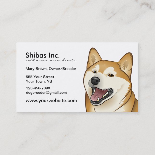 Happy Red Shiba Inu Customizable Business Card (Back)