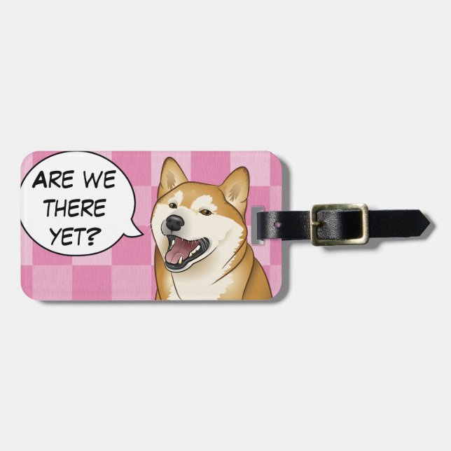 Happy Red Shiba Inu Dog Customizable Luggage Tag (Front Horizontal)