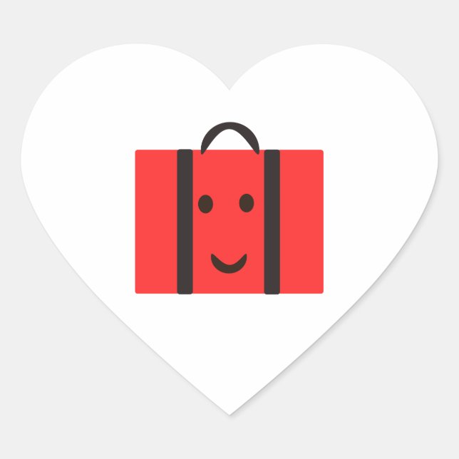 happy Red suitcase Heart Sticker (Front)