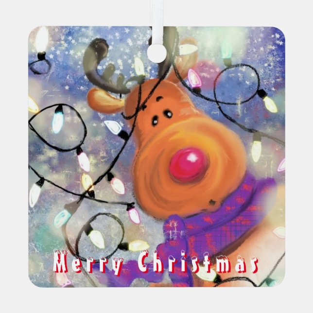 Happy Reindeer Christmas Ornament (Back)