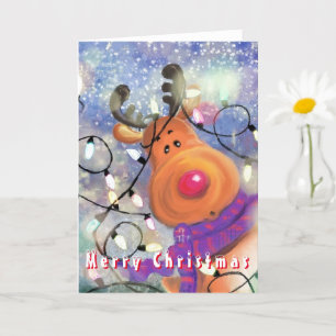 Happy Reindeer - Merry Christmas - Drawing Card
