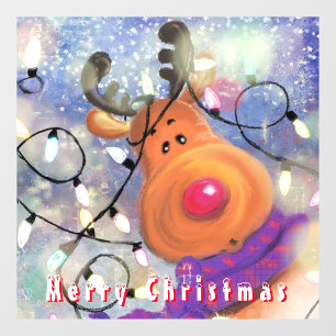 Happy Reindeer - Merry Christmas - Drawing Window Cling
