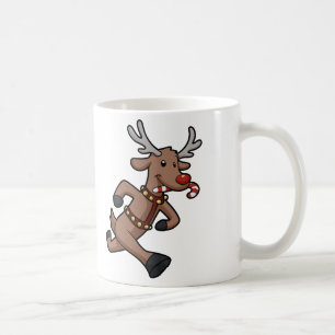 Happy Reindeer Runs cartoon   choose back colour Coffee Mug