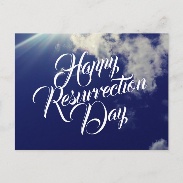 Happy Resurrection Day with Clouds Postcard (Front)