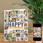 Happy Retirement 40 Pic Photo Collage Personalized Card<br><div class="desc">Big Retirement Card with personalized message and photo collage. The design is lettered in oversized typography and brush script. You can also personalize the message on the inside. Upload your pictures (working in rows from left to right, top to bottom) and these will be displayed in square / instagram format...</div>