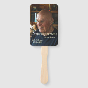 Happy retirement add name photo years of service r hand fan