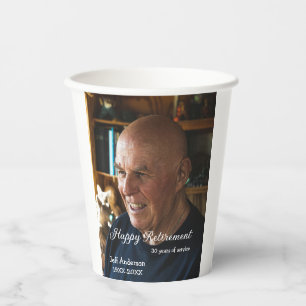 Happy retirement add name photo years of service r paper cups