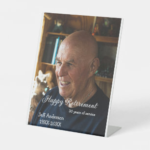Happy retirement add name photo years of service r pedestal sign