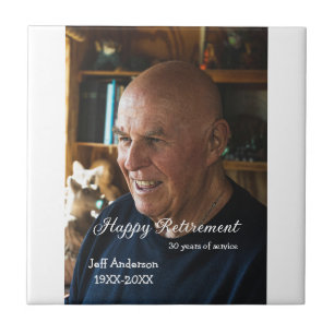 Happy retirement add name photo years of service r tile