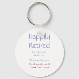 Happy retirement add name years of service purple  keychain