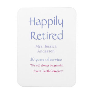 Happy retirement add name years of service purple  magnet