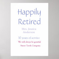 Happy retirement add name years of service purple