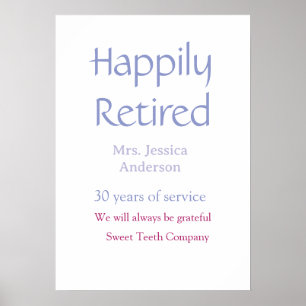 Happy retirement add name years of service purple  poster