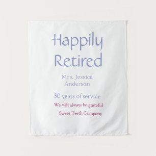 Happy retirement add name years of service purple  tapestry