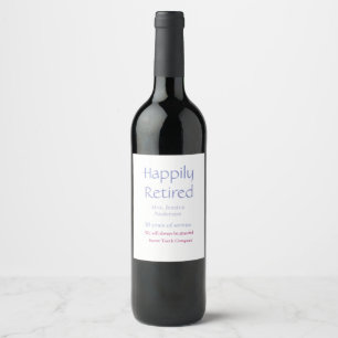 Happy retirement add name years of service purple  wine label