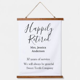 Happy retirement add name years of service retired hanging tapestry