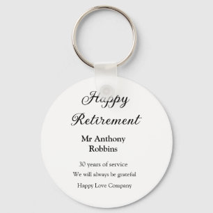 Happy retirement add name years of service retired keychain