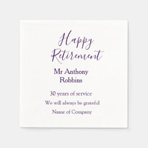Happy retirement add name years of service retired napkin