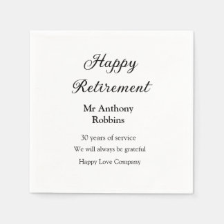 Happy retirement add name years of service retired napkin