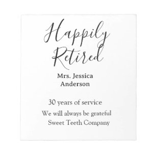 Happy retirement add name years of service retired notepad