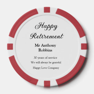 Happy retirement add name years of service retired poker chips