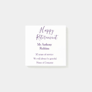 Happy retirement add name years of service retired post-it notes